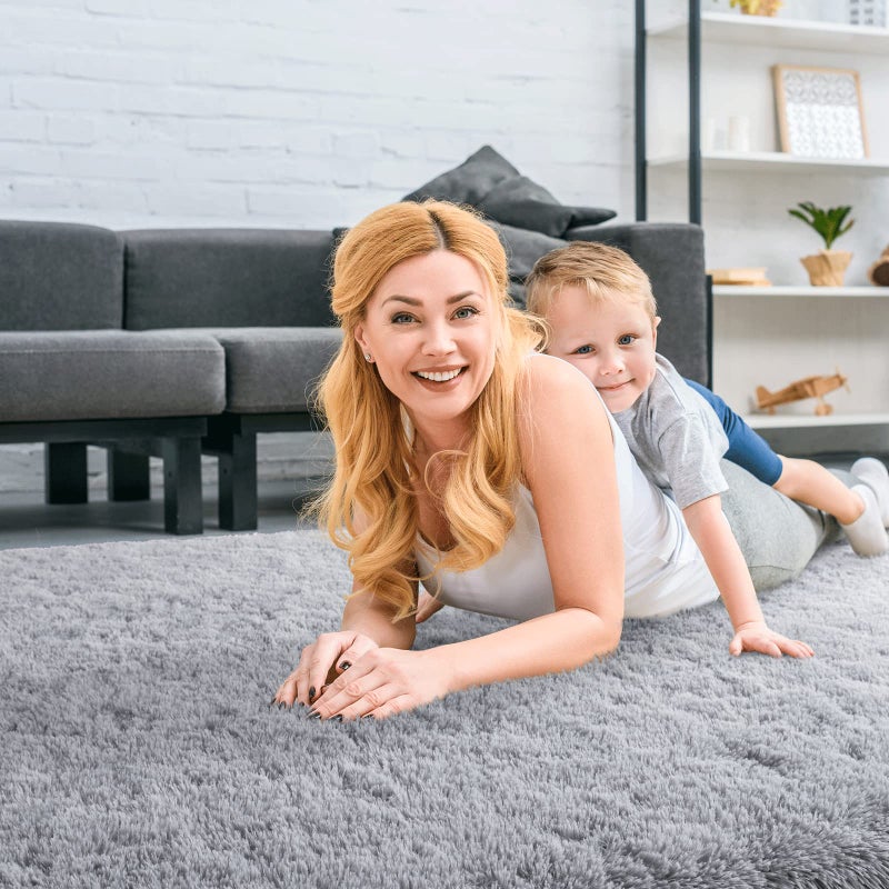 Merelax Soft Modern Indoor Shaggy Area Rug for Bedroom Livingroom Dorm Kids Room Home Decorative, Non-Slip Plush Fluffy Furry Fur Rugs Comfy Nursery Accent Floor Carpet 3x5 Feet, Grey - Image 4